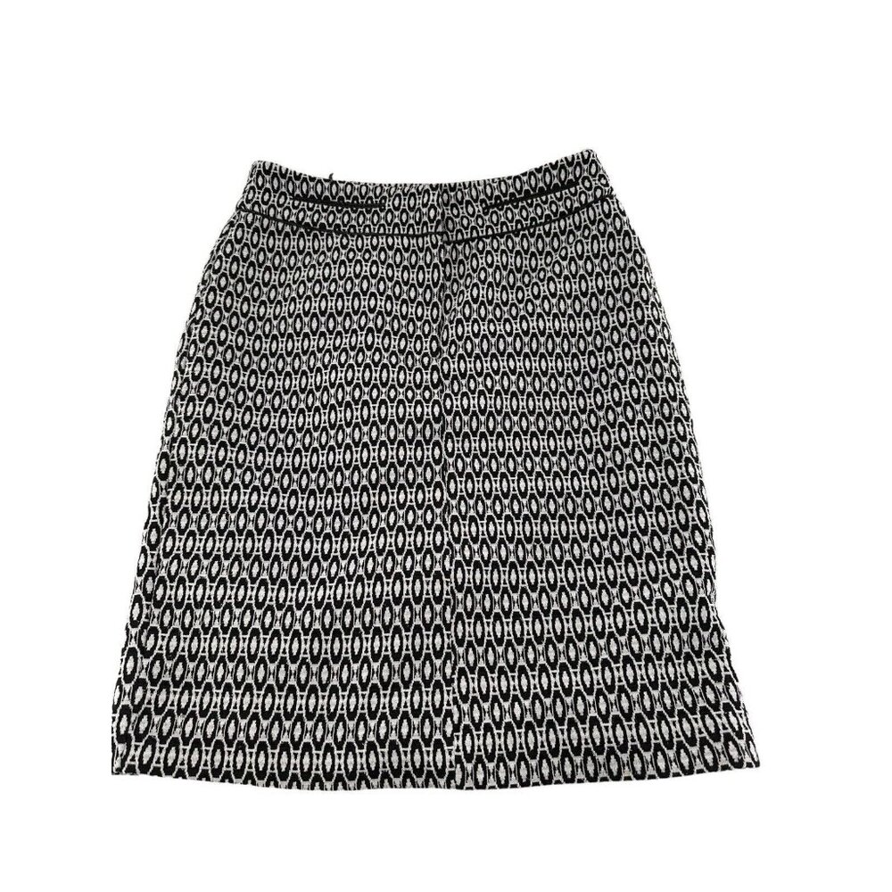 Carole‎ Little Black & White Geometric Print Knee-Length Skirt Size 8 Modest